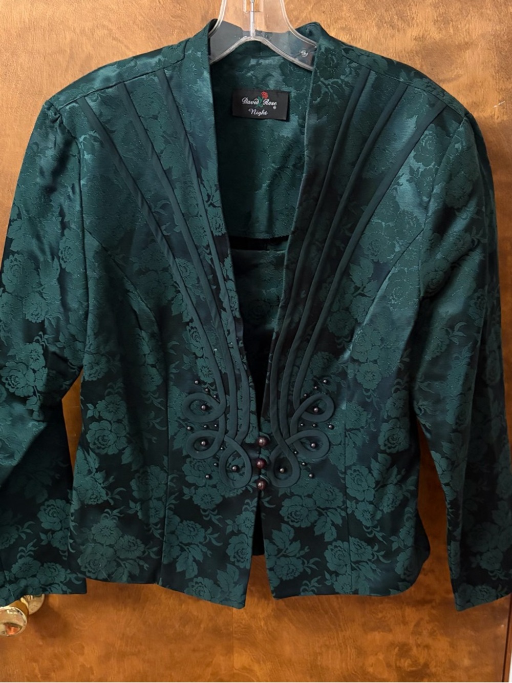 David Rose Night Emerald Floral Brocade Fitted Blazer Women’s size 8